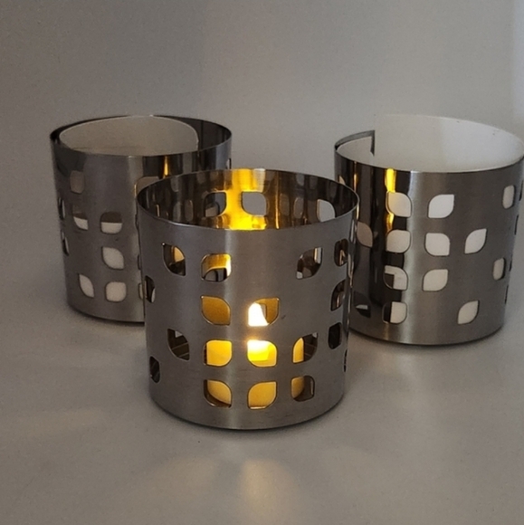 Ikea NEW VACKERT Stainless Steel Decorative Candle Holders Set of 3 - Picture 1 of 11